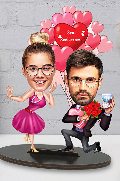 Fotomcity Kişiye Özel Fotoğraflı Sevgililer Günü Balonlu Çift Tasarımlı Karik...