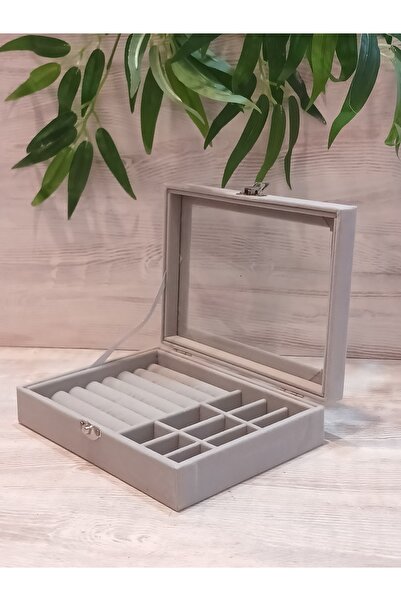 Firuze Hediyelik صندوق مجوهرات مزخرف مع مقصورات وغرفة حلقات، منظم مجوهرات