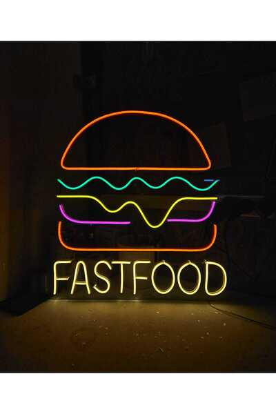 En Güzel Günde Hamburger Fastfood Neon Led Işıklı Duvar Dekorasyon 50*40 Cm