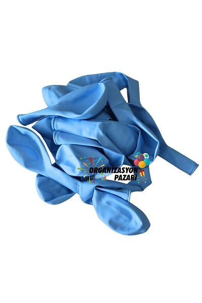 Organizasyon Pazarı 12 Inch Blue Macaron Balloon - Decoration Set of 25