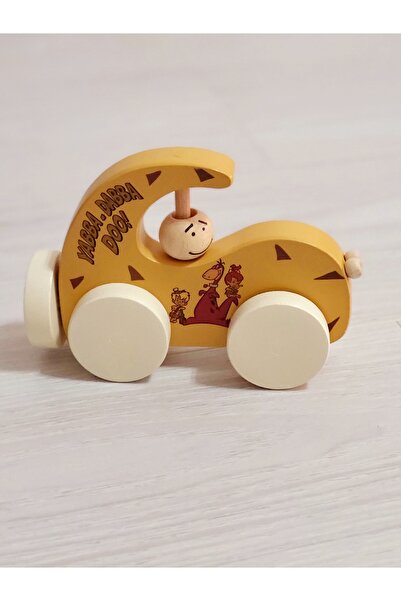 tinyminywoods ahşap taş devri  arabası oyuncak araba el yapımı doğal sevimli dekoratif ahşap oyuncak