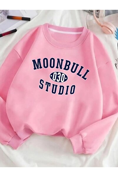 MOONBULL Unisex Oversize kroj Studio Štampano okrugla kragna Dukserica