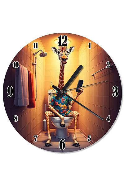 Tablomega Giraffe in the Toilet Special Design Wall Clock