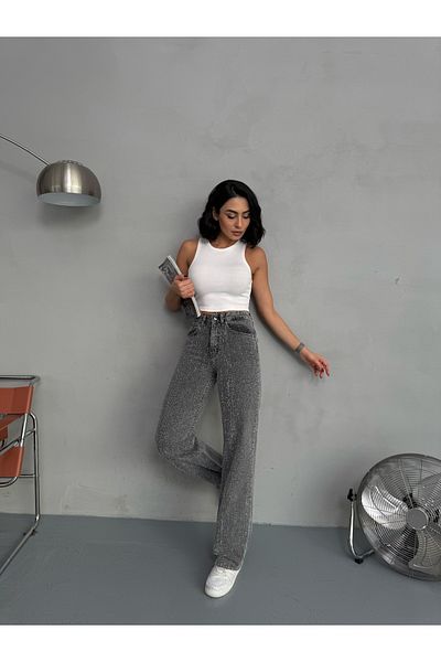 LOISY Pantaloni de damă cu design Punch cu picioare largi
