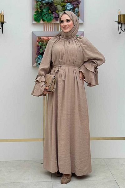 Bym Fashion Φόρεμα Mink Ruffle με λεπτομέρεια 3925