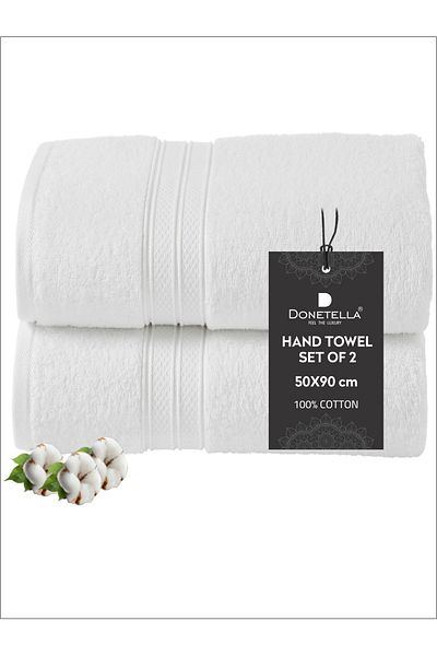 Donetella 2 - Pcs Premium Hand Towels (50x90cm ) 600 GSM 100% Combed Cotton
