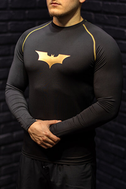 YHM Compression Body Altın Batman Baskılı Spor Tişört