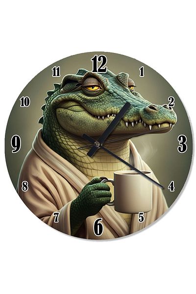 Tablomega Crocodile and Coffee Enjoyment Design Wall Clock