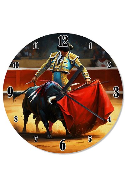 Tablomega Bull and Matador Scene Design Wall Clock