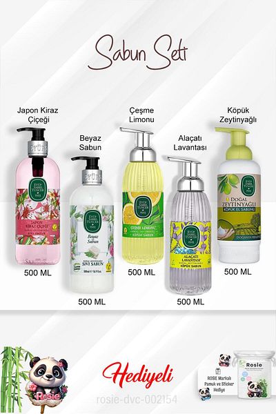 Eyüp Sabri Tuncer 500 ml Alaçatı Lavender - Japanese Cherry Blossom with Olive Oil, White Soap and Fountain Lemon