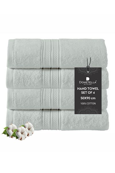 Donetella 4 - Pcs Premium Hand Towels (50x90cm) 600 GSM 100% Combed Cotton