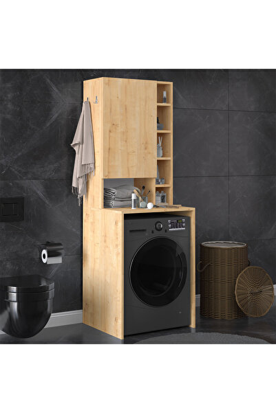 asratrend Asra Trend MDF Çamaşır Makinesi Üstü Banyo Dolabı - Kapaklı Depolam...