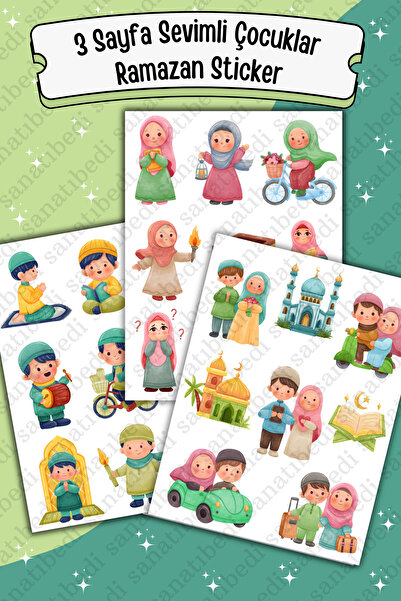 sanatıbedi 3 ورقات من ملصقات رمضان الدينية للأطفال - ملصق دفتر جدول أعمال الك...