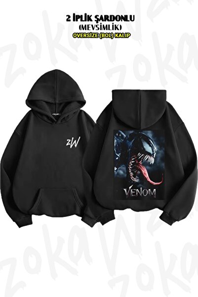 ZOKAWEAR Hanorac cu glugă cu imprimeu pe spate Venom Poster (2 fire)