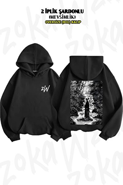 ZOKAWEAR Hanorac cu glugă supradimensionat cu model Manga Vagabond Musashi Mi...