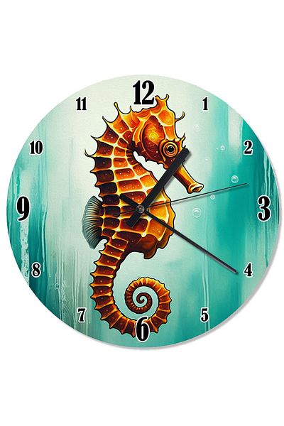Tablomega Orange Seahorse Ride Analog Wall Clock