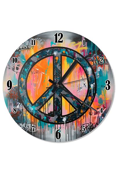 Tablomega Colorful Peace Icon Shaped Wall Clock