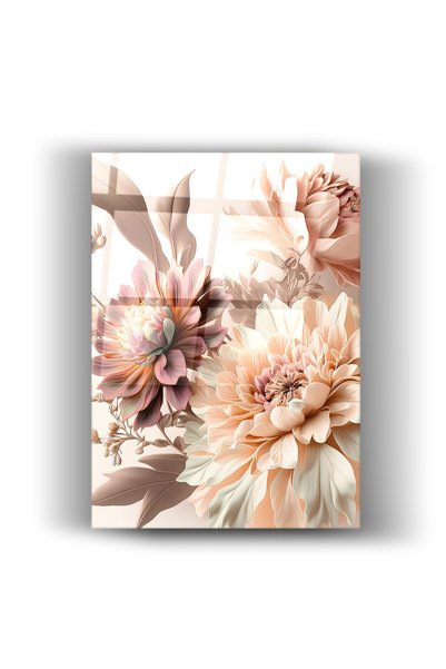 GlassArt360 Tablou din sticlă cu flori mari albe - Decor de perete pentru cas...