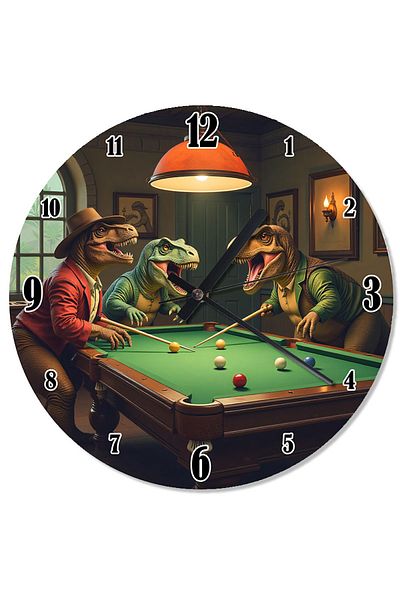 Tablomega Dinosaurs Playing Billiards Special Design Wall Clock