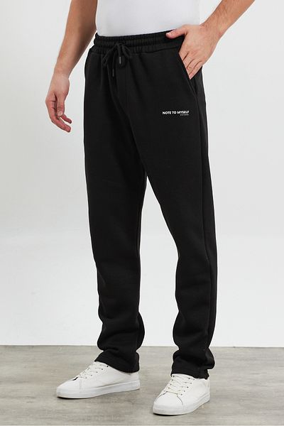 THE RULE Men's Baggy 3 Thread Raised Printed Black Tracksuit Rf0497