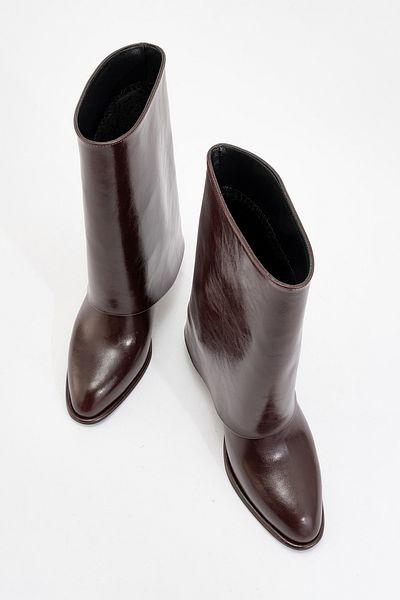 LuviShoes ELLAS Burgundy Skin Damenstiefel mit dickem Absatz