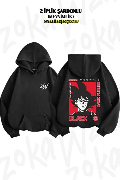 ZOKAWEAR Hanorac cu glugă supradimensionat Dragon Ball Son Goku Super Saiyan ...