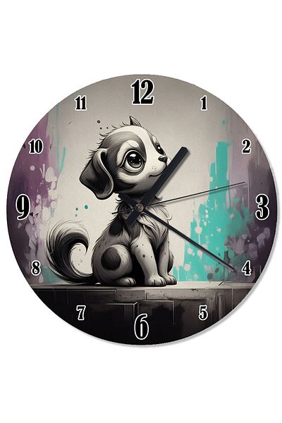 Tablomega Cute Waiting Dog Analog Wall Clock