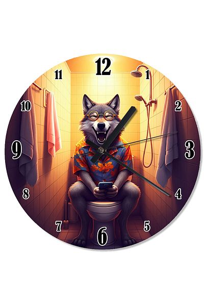 Tablomega Elegant Wolf Silent Wall Clock in the Toilet