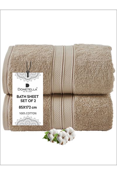 Donetella 2 - Pcs Premium Bath Sheet (85x172cm ) 600 GSM 100% Combed Cotton