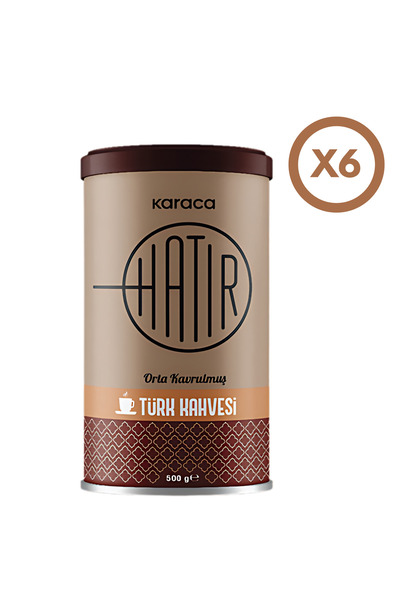 Karaca Hatır Orta Kavrulmuş Bol Köpüklü Türk Kahvesi 6X500 gr Teneke Kutu Avantajlı Paket