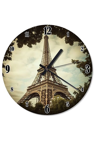 Tablomega Eiffel Tower Landscape Wall Clock with Flowing