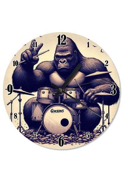 Tablomega Gorilla Playing Drum Shaped Wall Clock