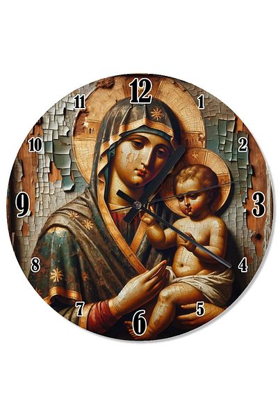 Tablomega Virgin Mary and Child Silent Wall Clock