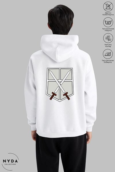 Nyda Collections Φούτερ Attack on Titan 2 με στάμπα Unisex με κουκούλα - Μακρυμάνικο, Ανοιχτό, Βαμβακερό Oversize