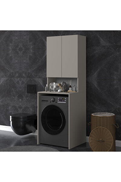 asratrend Asra Trend MDF Çamaşır Makinesi Üstü Banyo Dolabı - Kapaklı Depolam...