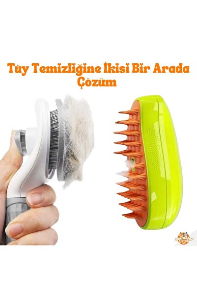 T4R1K INTERNATIONAL (3 ÇEŞİT RENK)buharlı Kedi & Köpek Tarağı Otomatik Temizlenen Tuşlu Evcil Hayvan Fırçası