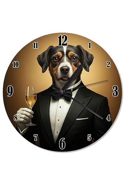 Tablomega Elegant Dog in Tuxedo Printed Wall Clock