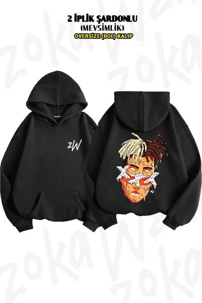 ZOKAWEAR Oversize Melting Xxxtentacion Back Printed Hooded Sweatshirt (2 Thread)