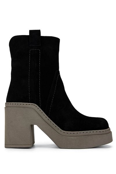 Tamer Tanca Women's Genuine Leather Black/Khaki Casual Boots