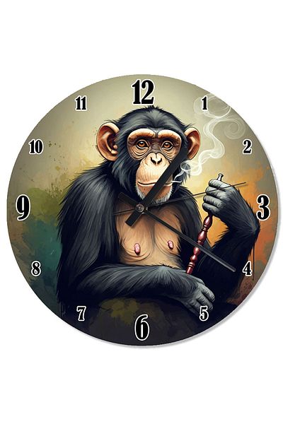 Tablomega Thinking Silent Chimpanzee Analog Wall Clock