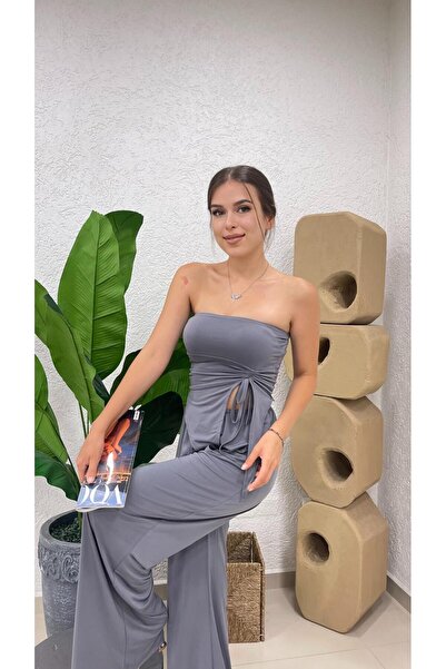 Nazline Жіночий безрукавний блуз із збірками та зручні штани, комплект із дво...