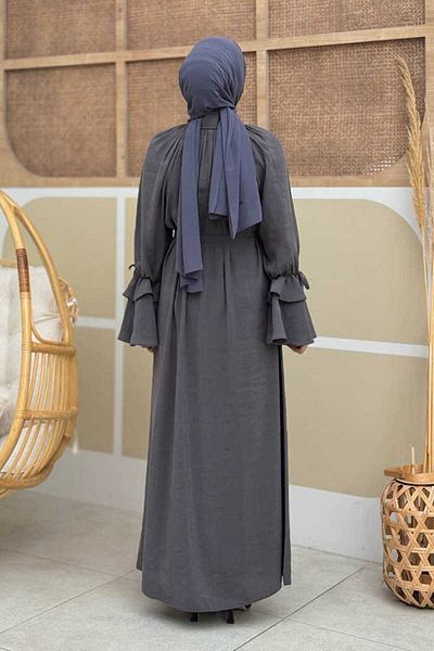 Bym Fashion Καπνιστό φόρεμα με μανίκια με βολάν μοντέλο 3925