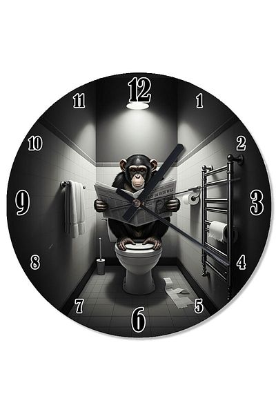 Tablomega Monkey Flowing Wall Clock in the Toilet