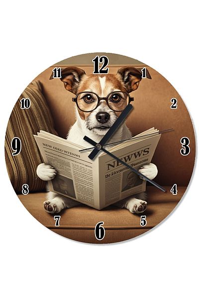 Tablomega Dog Reading News Retro Wall Clock