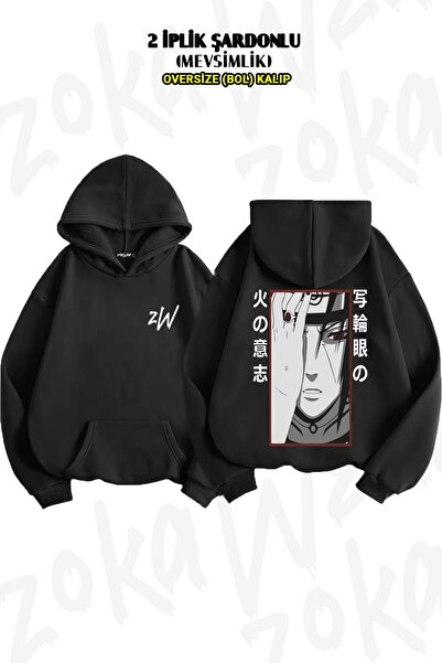 ZOKAWEAR Hanorac cu glugă supradimensionat cu imprimeu pe spate Naruto Uchiha...