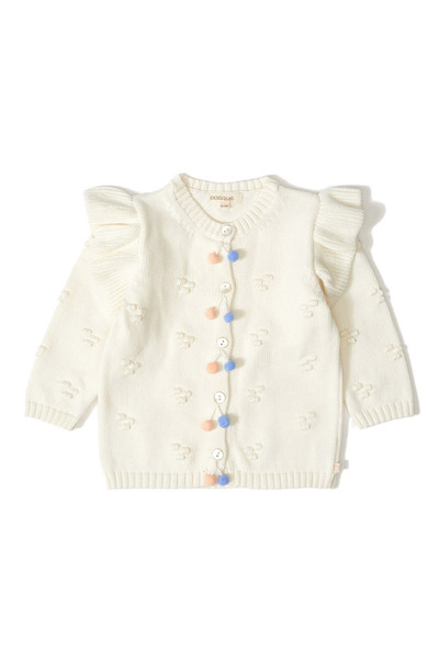 ElisaOtantik Patique Kids Ecru Baby Girl Ruffled Organic Cotton Knitwear Cardigan
