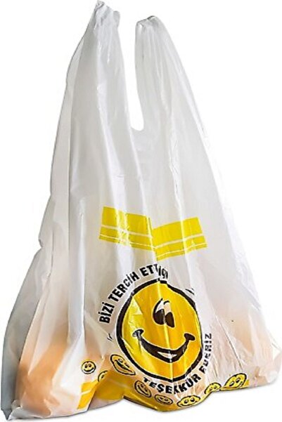 Meseve 3 Adet Küçükboy Gülenyüz Baskılı Rulo Poşet Market Manav Atlet Hışır 3 Rulo Emojili Gülen Yüz