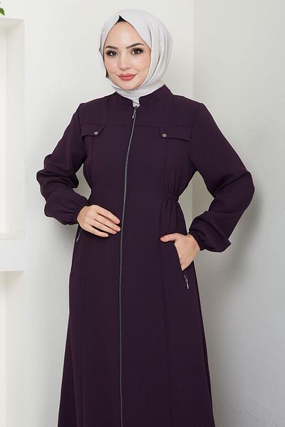 hafsamina Plus Size Plum Ferace - Elastic Waist Hm2643