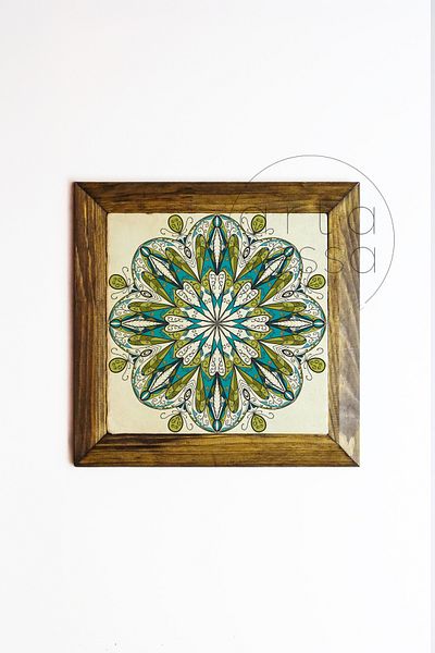 Artavessa Панел за картина с рамка от масивно дърво, 26 x 26 см - Мандала 5