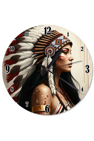 Tablomega Native American Woman Portrait Design Wall Clock